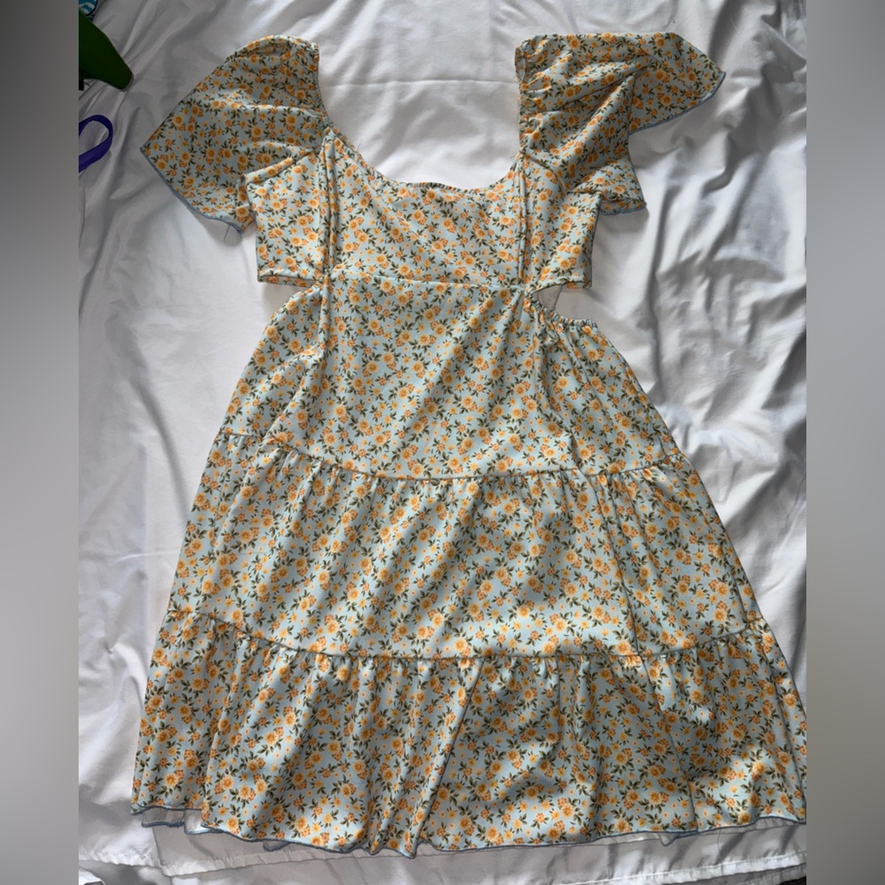 Altar'd State Floral Mini Dress with Ruffled Sleeves